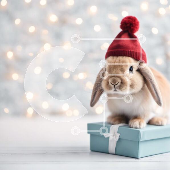 Intra Συλλεκτικό Ξύλινο Παζλ Plywood  4mm - Χαριτωμένο κουνέλι λαγουδάκι που γιορτάζει την περίοδο των διακοπών Σε Ξύλινο Κουτί - Διαστάσεις: 10x10 cm – 25 κομμάτια