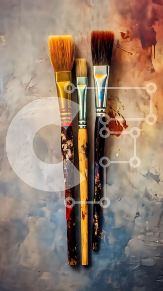 Intra Συλλεκτικό Ξύλινο Παζλ Plywood  4mm - Εικόνα φόντου πολύχρωμο πινέλο Σε Ξύλινο Κουτί - Διαστάσεις: 10x10 cm – 25 κομμάτια