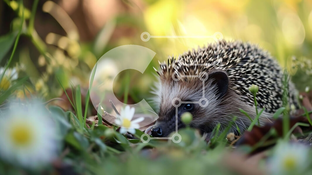 Σετ των 2 Intra Συλλεκτικό Ξύλινο Παζλ Plywood  4mm - Χαριτωμένος σκαντζόχοιρος στο γρασίδι με λουλούδια Σε Ξύλινο Κουτί - Διαστάσεις: 10x10 cm – 25 κομμάτια