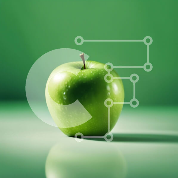 Σετ των 2 Intra Συλλεκτικό Ξύλινο Παζλ Plywood  4mm - Φρέσκο ​​πράσινο μήλο που κάθεται σε ένα τραπέζι Σε Ξύλινο Κουτί - Διαστάσεις: 10x10 cm – 25 κομμάτια