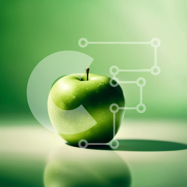 Σετ των 2 Intra Συλλεκτικό Ξύλινο Παζλ Plywood  4mm - Φρέσκο ​​και ζουμερό πράσινο μήλο σε ένα τραπέζι Σε Ξύλινο Κουτί - Διαστάσεις: 10x10 cm – 25 κομμάτια