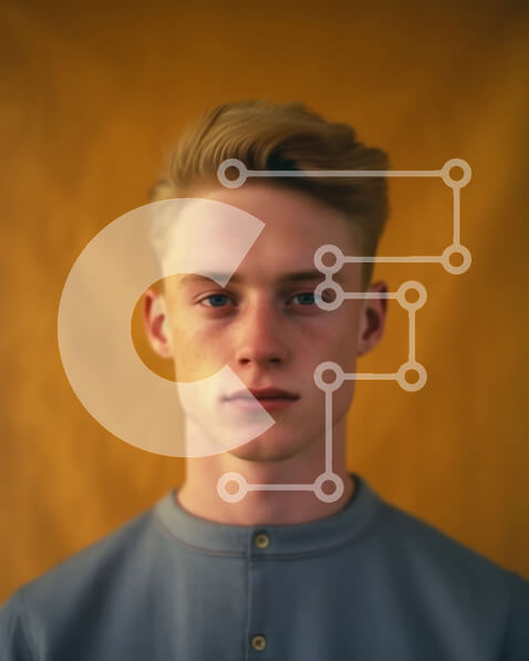 Intra Συλλεκτικό Ξύλινο Παζλ Plywood  4mm - Πορτρέτο ενός νεαρού άνδρα με ξανθά μαλλιά και μπλε μάτια Σε Ξύλινο Κουτί - Διαστάσεις Puzzle: 10x10 cm – 25 κομμάτια