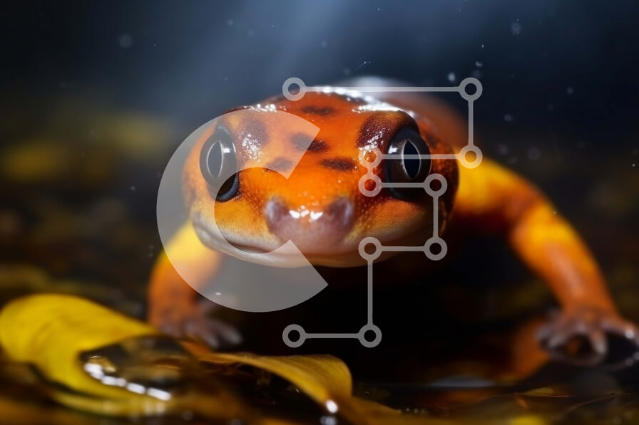 Intra Συλλεκτικό Ξύλινο Παζλ Plywood  4mm - Όμορφη εικόνα της Σαλαμάνδρας σε μια λίμνη με νούφαρα Σε Ξύλινο Κουτί - Διαστάσεις: 10x10 cm – 25 κομμάτια