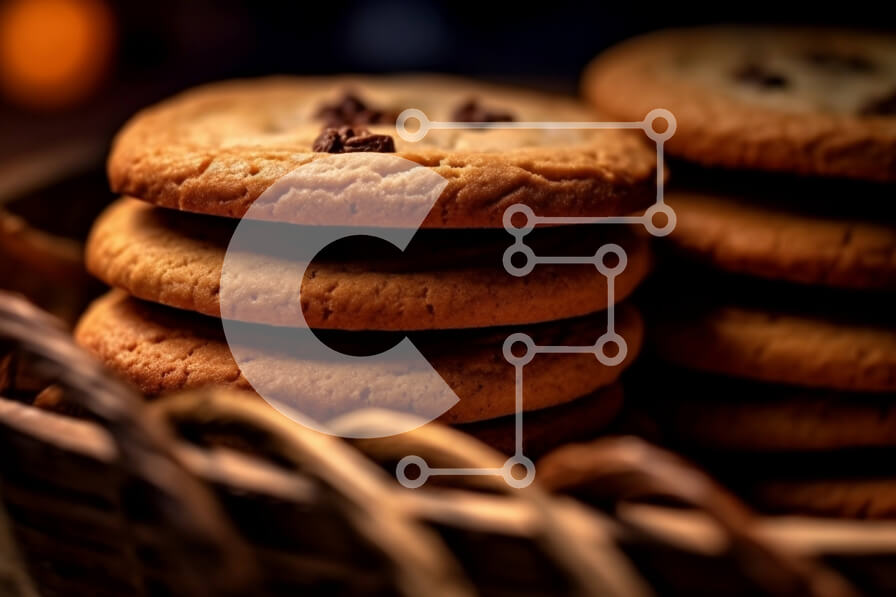 Σετ των 2 Intra Συλλεκτικό Ξύλινο Παζλ Plywood  4mm - Νόστιμη εικόνα με μπισκότα σοκολάτας σε ψάθινο καλάθι Σε Ξύλινο Κουτί - Διαστάσεις: 10x10 cm – 25 κομμάτια