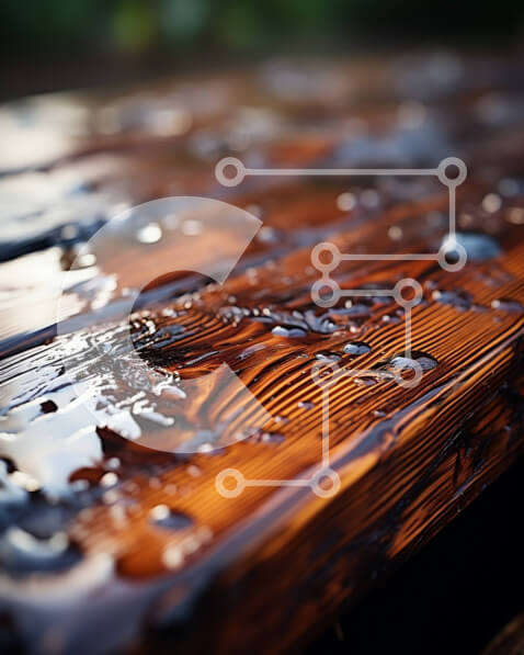 Intra Συλλεκτικό Ξύλινο Παζλ Plywood  4mm - Κοντινό πλάνο του ξύλινου τραπεζιού με σταγονίδια νερού Σε Ξύλινο Κουτί - Διαστάσεις Puzzle: 10x10 cm – 25 κομμάτια