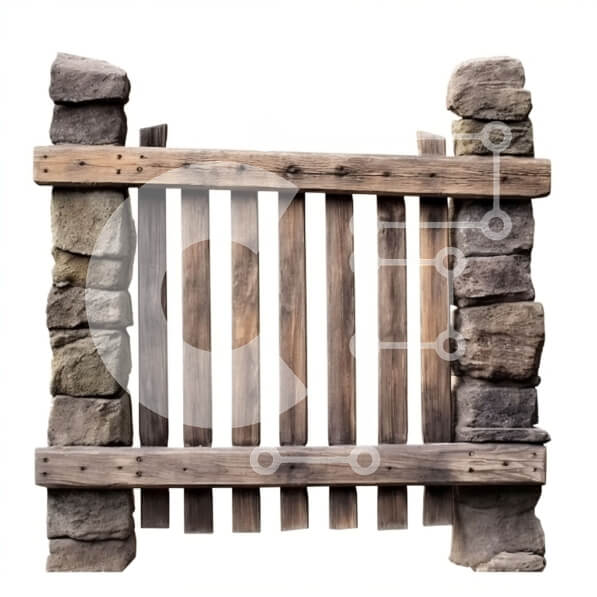 Intra Συλλεκτικό Ξύλινο Παζλ Plywood  4mm - Παλιά και ξεπερασμένη ξύλινη πύλη με πέτρινες κολόνες Σε Ξύλινο Κουτί - Διαστάσεις Puzzle: 10x10 cm – 25 κομμάτια