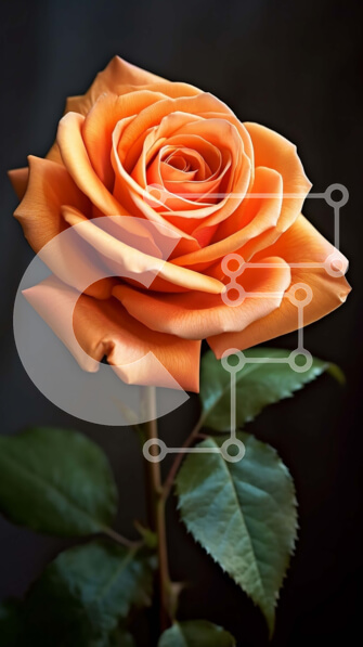 Σετ των 2 Intra Συλλεκτικό Ξύλινο Παζλ Plywood  4mm - Όμορφη εικόνα ενός πορτοκαλί τριαντάφυλλου με πράσινα φύλλα Σε Ξύλινο Κουτί - Διαστάσεις: 10x10 cm – 25 κομμάτια