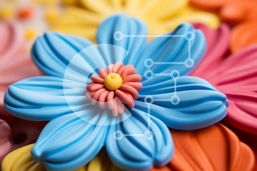 Intra Συλλεκτικό Ξύλινο Παζλ Plywood  4mm - Κοντινό πλάνο πολύχρωμο πλαστικό λουλούδι Σε Ξύλινο Κουτί - Διαστάσεις: 10x10 cm – 25 κομμάτια