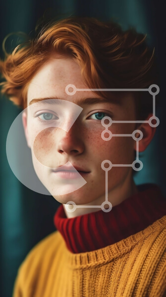 Intra Συλλεκτικό Ξύλινο Παζλ Plywood  4mm - Πορτρέτο ενός νεαρού άνδρα με κόκκινα μαλλιά και κίτρινο πουλόβερ Σε Ξύλινο Κουτί - Διαστάσεις Puzzle: 10x10 cm – 25 κομμάτια