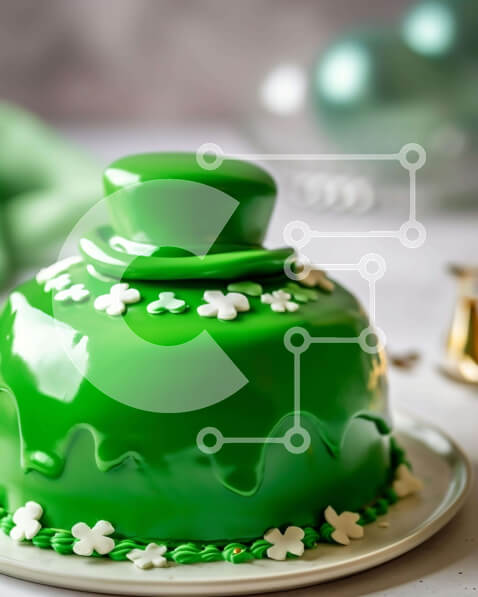 Σετ των 2 Intra Συλλεκτικό Ξύλινο Παζλ Plywood  4mm - Πράσινη τούρτα του Αγίου Πατρικίου με διακόσμηση ιρλανδικού καπέλου Σε Ξύλινο Κουτί - Διαστάσεις: 10x10 cm – 25 κομμάτια