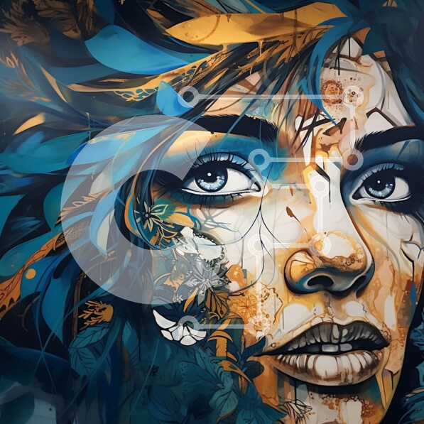 Σετ των 2 Intra Συλλεκτικό Ξύλινο Παζλ Plywood  4mm - Εκπληκτικό πορτρέτο μιας γυναίκας με μπλε μάτια και μπογιά προσώπου πεταλούδας Σε Ξύλινο Κουτί - Διαστάσεις: 10x10 cm – 25 κομμάτια