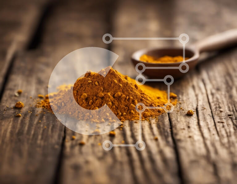 Σετ των 2 Intra Συλλεκτικό Ξύλινο Παζλ Plywood  4mm - Φωτεινό πορτοκαλί κουρκουμά σε σκόνη σε ξύλινο τραπέζι Σε Ξύλινο Κουτί - Διαστάσεις: 10x10 cm – 25 κομμάτια