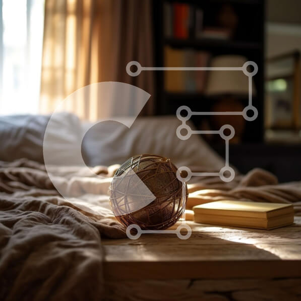 Intra Συλλεκτικό Ξύλινο Παζλ Plywood  4mm - Άνετο Ξύλινο Κρεβάτι με Βιβλίο και Μπάλα από Νήματα Σε Ξύλινο Κουτί - Διαστάσεις Puzzle: 10x10 cm – 25 κομμάτια