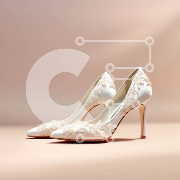 Σετ των 2 Intra Συλλεκτικό Ξύλινο Παζλ Plywood  4mm - Κομψές λευκές ψηλοτάκουνες γόβες με λεπτομέρειες από δαντέλα για επίσημο ντύσιμο Σε Ξύλινο Κουτί - Διαστάσεις: 10x10 cm – 25 κομμάτια