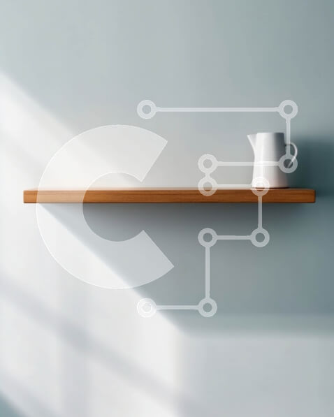 Intra Συλλεκτικό Ξύλινο Παζλ Plywood  4mm - Άνετο και μίνιμαλ εσωτερικό με λευκή κεραμική κούπα σε ξύλινο ράφι Σε Ξύλινο Κουτί - Διαστάσεις Puzzle: 10x10 cm – 25 κομμάτια