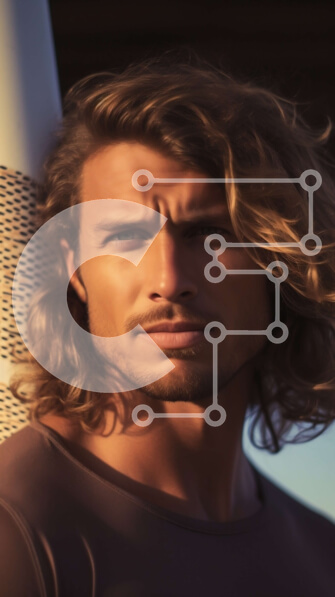 Intra Συλλεκτικό Ξύλινο Παζλ Plywood  4mm - Κομψό πορτρέτο ενός άνδρα με μακριά ξανθά μαλλιά και γένια Σε Ξύλινο Κουτί - Διαστάσεις Puzzle: 10x10 cm – 25 κομμάτια