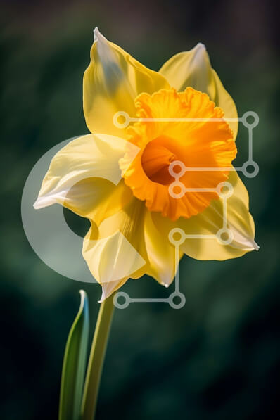 Σετ των 2 Intra Συλλεκτικό Ξύλινο Παζλ Plywood  4mm - Όμορφη εικόνα ενός κίτρινου λουλουδιού ασφόδελου με πράσινο μίσχο και φύλλα Σε Ξύλινο Κουτί - Διαστάσεις: 10x10 cm – 25 κομμάτια