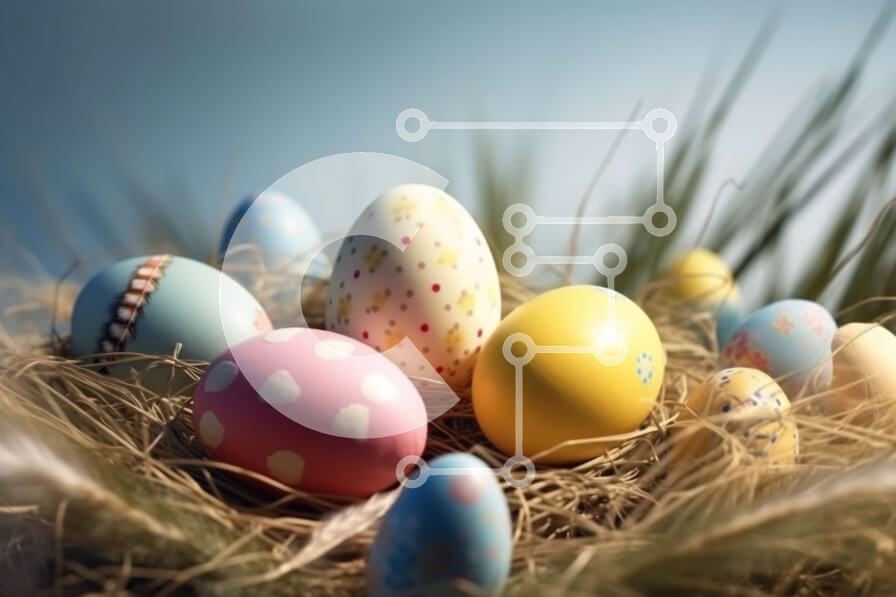 Intra Συλλεκτικό Ξύλινο Παζλ Plywood  4mm - Ζωηρόχρωμα αυγά Πάσχας σε μια φωλιά Στοκ Φωτογραφία Σε Ξύλινο Κουτί - Διαστάσεις: 10x10 cm – 25 κομμάτια