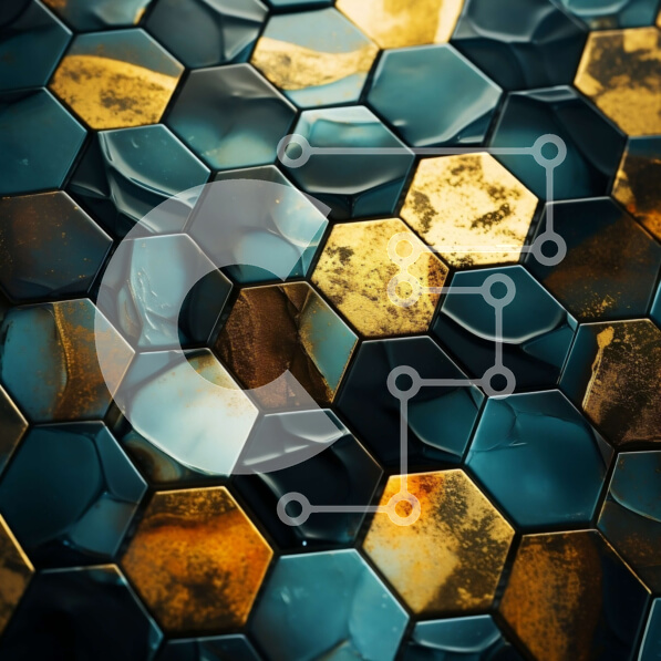 Intra Συλλεκτικό Ξύλινο Παζλ Plywood  4mm - Υφή μεταλλική επιφάνεια με εξαγωνικά σχήματα Σε Ξύλινο Κουτί - Διαστάσεις Puzzle: 10x10 cm – 25 κομμάτια