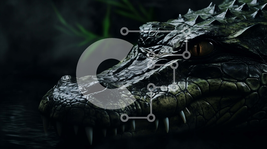 Σετ των 2 Intra Συλλεκτικό Ξύλινο Παζλ Plywood  4mm - Κοντινό πλάνο του κεφαλιού ενός αλιγάτορα στο νερό Σε Ξύλινο Κουτί - Διαστάσεις: 10x10 cm – 25 κομμάτια