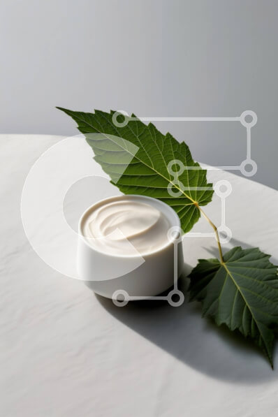 Intra Συλλεκτικό Ξύλινο Παζλ Plywood  4mm - Καθαρή και απλή εικόνα ενός μικρού λευκού μπολ με ένα φρέσκο ​​πράσινο φύλλο σε μαρμάρινη επιφάνεια Σε Ξύλινο Κουτί - Διαστάσεις: 10x10 cm – 25 κομμάτια