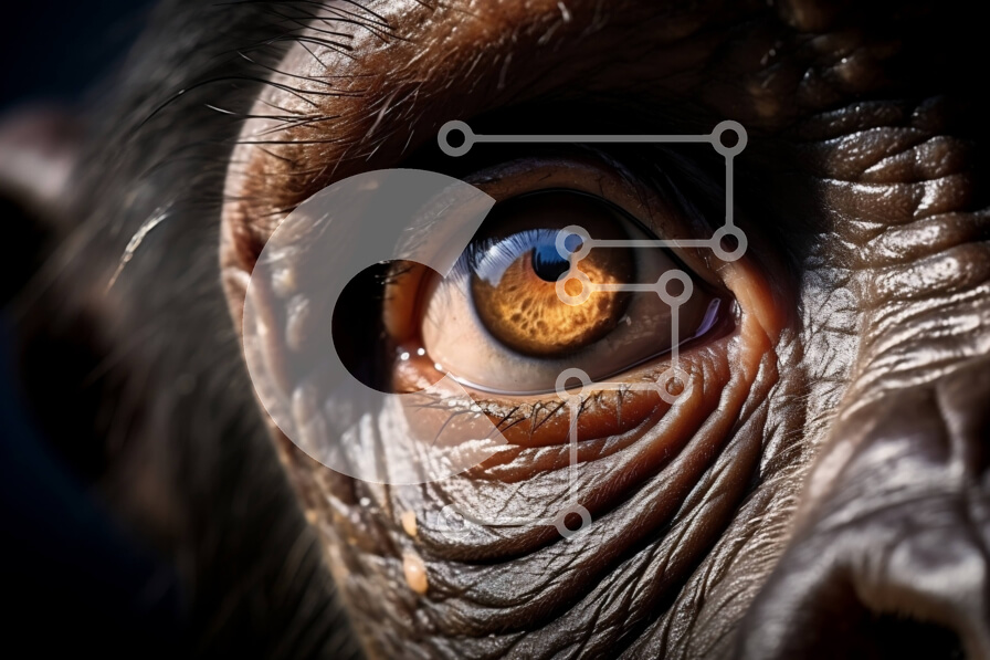 Σετ των 2 Intra Συλλεκτικό Ξύλινο Παζλ Plywood  4mm - Εκπληκτική εικόνα ενός περίεργου χιμπατζή από κοντά Σε Ξύλινο Κουτί - Διαστάσεις: 10x10 cm – 25 κομμάτια