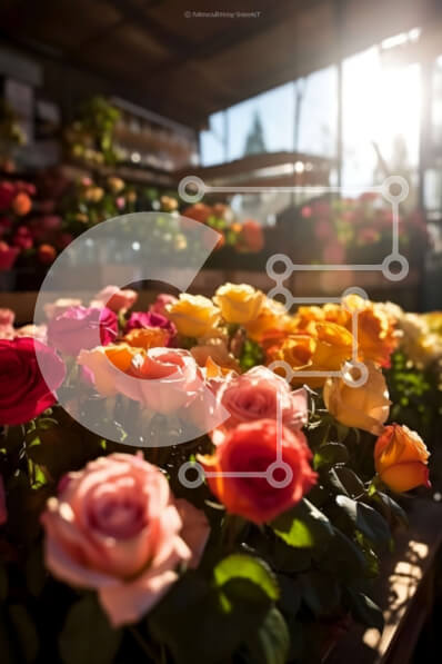 Σετ των 2 Intra Συλλεκτικό Ξύλινο Παζλ Plywood  4mm - Κοντινή όψη των πολύχρωμων τριαντάφυλλων σε ένα βάζο Σε Ξύλινο Κουτί - Διαστάσεις: 10x10 cm – 25 κομμάτια