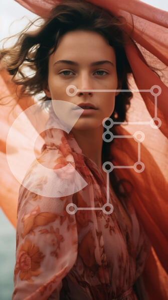 Intra Συλλεκτικό Ξύλινο Παζλ Plywood  4mm - Όμορφη εικόνα μιας γυναίκας με φόρεμα με λουλούδια Σε Ξύλινο Κουτί - Διαστάσεις Puzzle: 10x10 cm – 25 κομμάτια