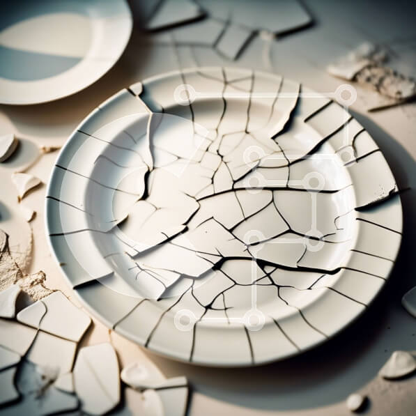 Intra Συλλεκτικό Ξύλινο Παζλ Plywood  4mm - Θλίψη και απώλεια - Εικόνα ενός σπασμένου πιάτου σε ένα τραπέζι Σε Ξύλινο Κουτί - Διαστάσεις: 10x10 cm – 25 κομμάτια