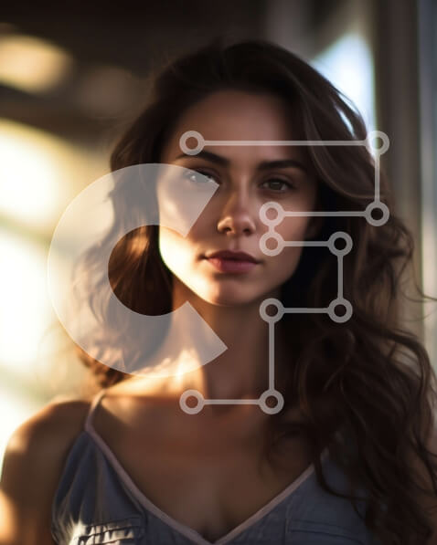 Intra Συλλεκτικό Ξύλινο Παζλ Plywood  4mm - Εκπληκτική γυναίκα που στέκεται μπροστά από ένα παράθυρο με το φως του ήλιου να λάμπει στο πρόσωπό της Σε Ξύλινο Κουτί - Διαστάσεις Puzzle: 10x10 cm – 25 κομμάτια