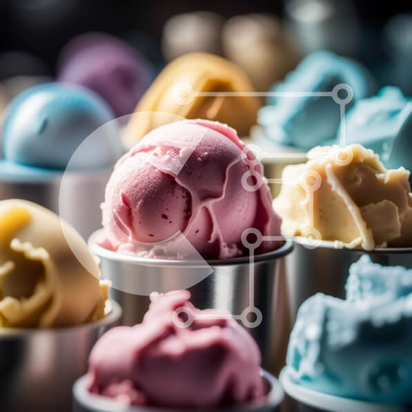 Σετ των 2 Intra Συλλεκτικό Ξύλινο Παζλ Plywood  4mm - Ομάδα πολύχρωμων κώνων παγωτού σε μεταλλικά κύπελλα Σε Ξύλινο Κουτί - Διαστάσεις: 10x10 cm – 25 κομμάτια