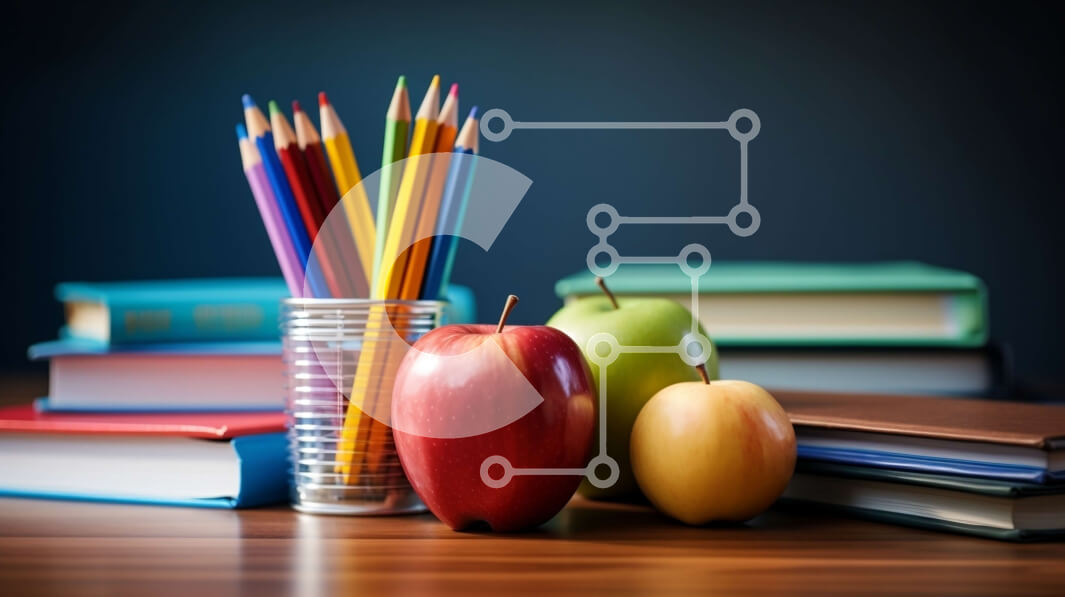 Intra Συλλεκτικό Ξύλινο Παζλ Plywood  4mm - Τραπέζι με βιβλία, μολύβια και μήλο Σε Ξύλινο Κουτί - Διαστάσεις Puzzle: 10x10 cm – 25 κομμάτια