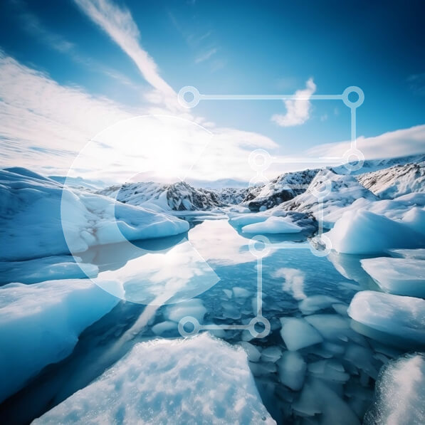 Intra Συλλεκτικό Ξύλινο Παζλ Plywood  4mm - Εκπληκτική εικόνα του γαλάζιου νερού και των λευκών παγόβουνων με καθαρό μπλε ουρανό Σε Ξύλινο Κουτί - Διαστάσεις: 10x10 cm – 25 κομμάτια