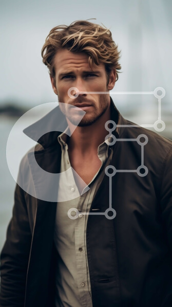 Intra Συλλεκτικό Ξύλινο Παζλ Plywood  4mm - Άνθρωπος δίπλα στο νερό με βάρκες στο φόντο Σε Ξύλινο Κουτί - Διαστάσεις Puzzle: 10x10 cm – 25 κομμάτια