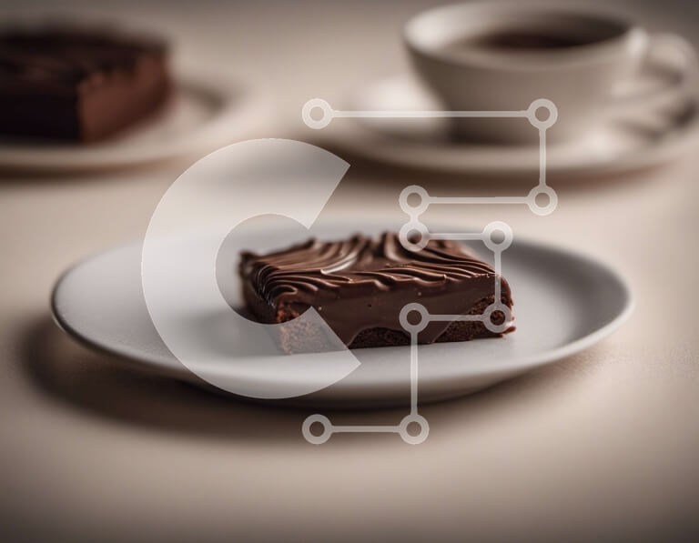 Σετ των 2 Intra Συλλεκτικό Ξύλινο Παζλ Plywood  4mm - Κέικ σοκολάτας σε λευκό πιάτο με φλιτζάνι και πιατάκι Σε Ξύλινο Κουτί - Διαστάσεις: 10x10 cm – 25 κομμάτια