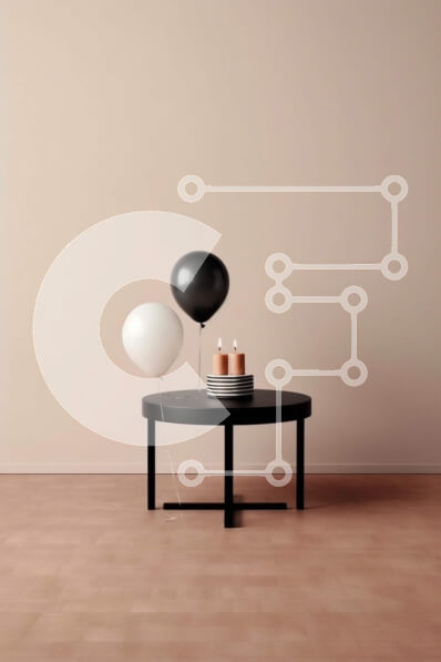 Intra Συλλεκτικό Ξύλινο Παζλ Plywood  4mm - Κομψή εικόνα ενός ασπρόμαυρου μπαλονιού σε ροζ τοίχο Σε Ξύλινο Κουτί - Διαστάσεις: 10x10 cm – 25 κομμάτια