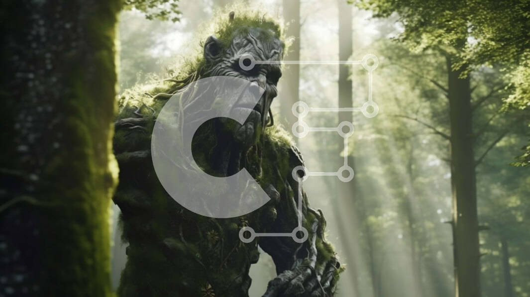 Intra Συλλεκτικό Ξύλινο Παζλ Plywood  4mm - Απόκοσμο άγαλμα καλυμμένο με βρύα σε ένα πυκνό δάσος Σε Ξύλινο Κουτί - Διαστάσεις Puzzle: 10x10 cm – 25 κομμάτια