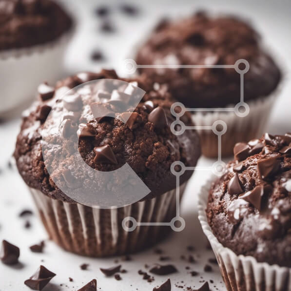 Σετ των 2 Intra Συλλεκτικό Ξύλινο Παζλ Plywood  4mm - Λαχταριστά μάφιν σοκολάτας τοποθετημένα κυκλικά σε λευκή επιφάνεια Σε Ξύλινο Κουτί - Διαστάσεις: 10x10 cm – 25 κομμάτια