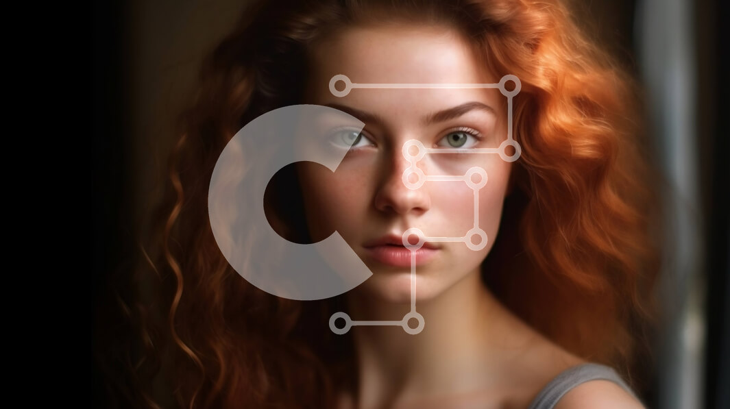 Intra Συλλεκτικό Ξύλινο Παζλ Plywood  4mm - Σοβαρό πορτρέτο μιας νεαρής γυναίκας με μακριά κόκκινα μαλλιά και πράσινα μάτια Σε Ξύλινο Κουτί - Διαστάσεις Puzzle: 10x10 cm – 25 κομμάτια