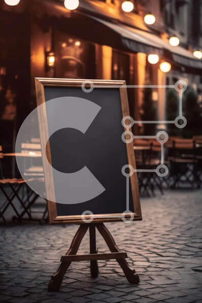 Intra Συλλεκτικό Ξύλινο Παζλ Plywood  4mm - Γοητευτική εικόνα ενός άδειου πίνακα κιμωλίας σε έναν λιθόστρωτο δρόμο το σούρουπο Σε Ξύλινο Κουτί - Διαστάσεις Puzzle: 10x10 cm – 25 κομμάτια