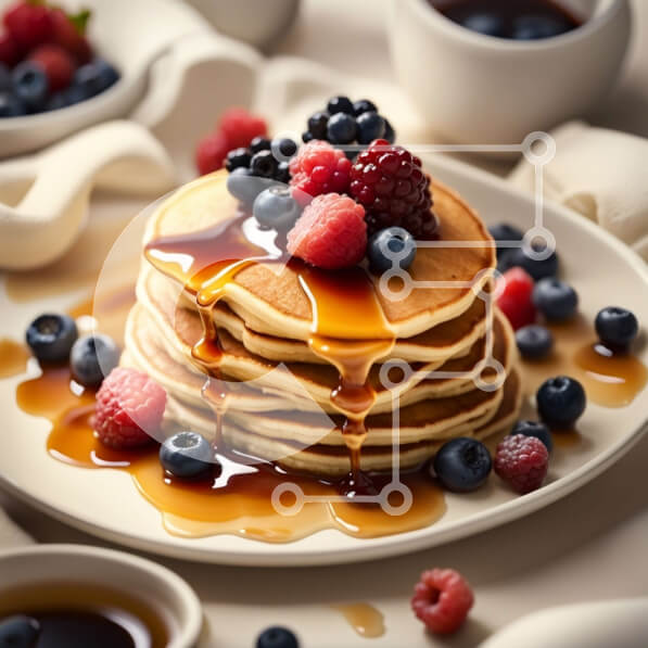 Σετ των 2 Intra Συλλεκτικό Ξύλινο Παζλ Plywood  4mm - Νόστιμες τηγανίτες με φρέσκα μούρα και σιρόπι Σε Ξύλινο Κουτί - Διαστάσεις: 10x10 cm – 25 κομμάτια