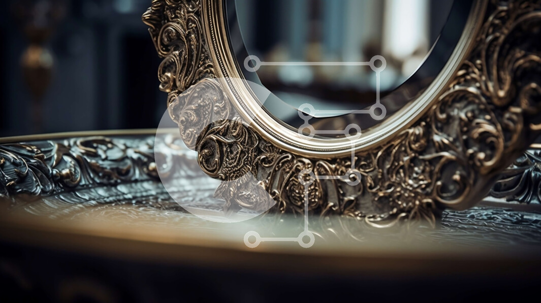 Intra Συλλεκτικό Ξύλινο Παζλ Plywood  4mm - Περίτεχνα σκαλισμένος επίχρυσος καθρέφτης για εσωτερικούς χώρους σπιτιού Σε Ξύλινο Κουτί - Διαστάσεις Puzzle: 10x10 cm – 25 κομμάτια