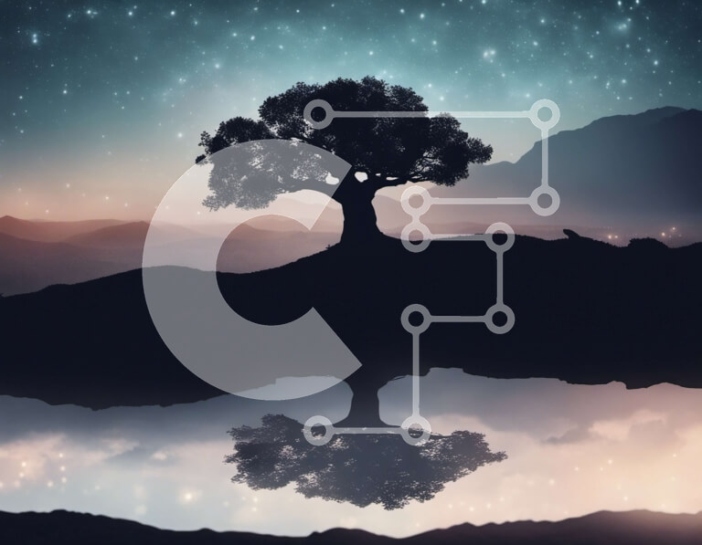 Intra Συλλεκτικό Ξύλινο Παζλ Plywood  4mm - Μοναχικό δέντρο στο λόφο με αντανάκλαση στο νερό τη νύχτα Σε Ξύλινο Κουτί - Διαστάσεις: 10x10 cm – 25 κομμάτια