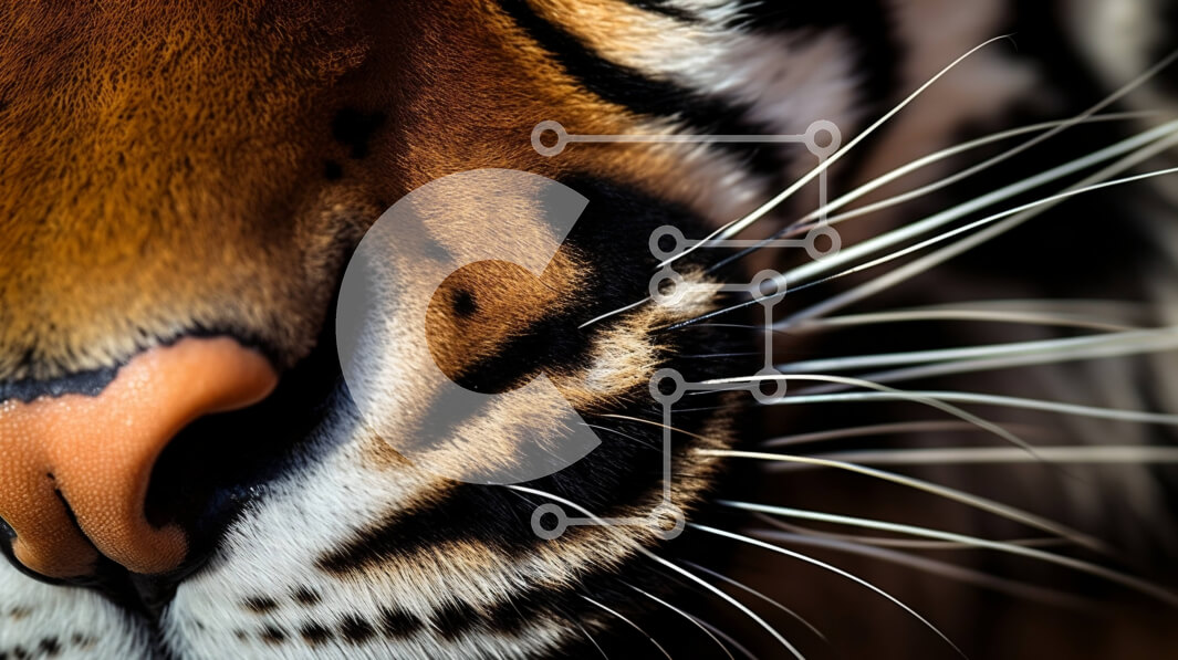 Σετ των 2 Intra Συλλεκτικό Ξύλινο Παζλ Plywood  4mm - Κοντινό πλάνο του προσώπου της τίγρης Σε Ξύλινο Κουτί - Διαστάσεις: 10x10 cm – 25 κομμάτια