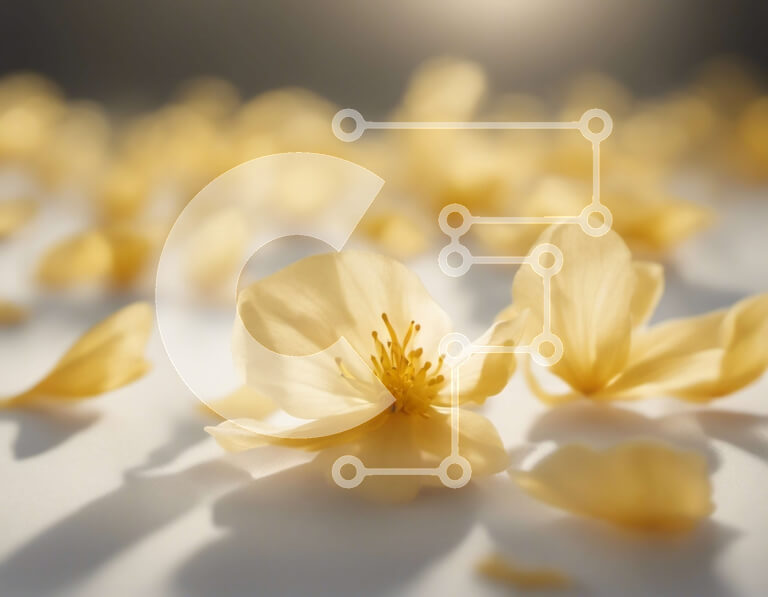 Intra Συλλεκτικό Ξύλινο Παζλ Plywood  4mm - Κοντινό πλάνο ενός κίτρινου λουλουδιού σε λευκό φόντο Σε Ξύλινο Κουτί - Διαστάσεις: 10x10 cm – 25 κομμάτια