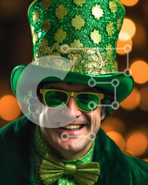 Intra Συλλεκτικό Ξύλινο Παζλ Plywood  4mm - Γιορτή του Αγίου Πατρικίου: Ένας άντρας με πράσινο καπέλο και παπιγιόν κρατώντας μια κούπα μπύρας Σε Ξύλινο Κουτί - Διαστάσεις: 10x10 cm – 25 κομμάτια