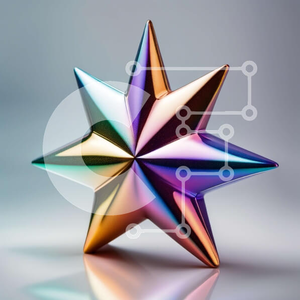 Intra Συλλεκτικό Ξύλινο Παζλ Plywood  4mm - Εκπληκτική εικόνα ενός πολύχρωμου μεταλλικού αντικειμένου σε σχήμα αστεριού Σε Ξύλινο Κουτί - Διαστάσεις: 10x10 cm – 25 κομμάτια