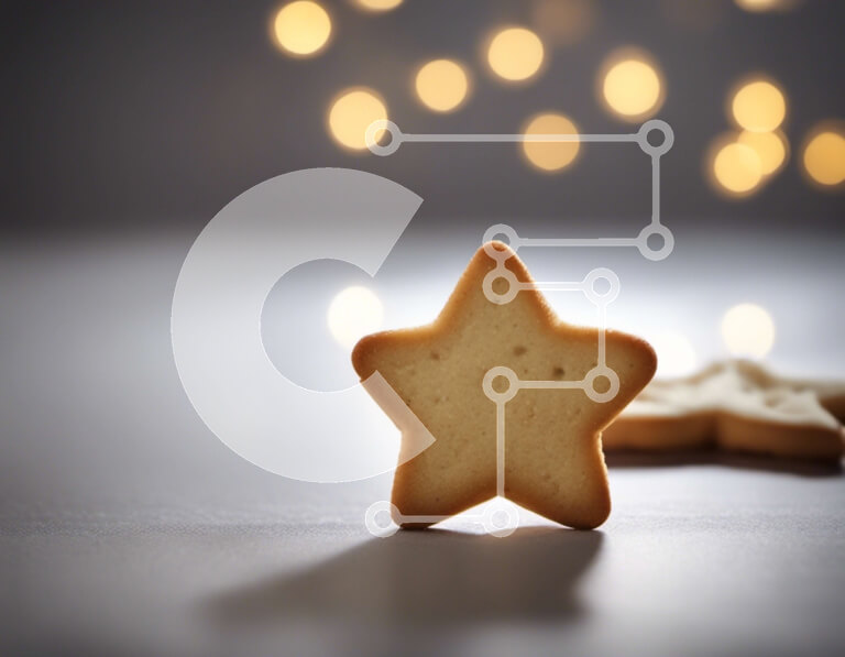 Σετ των 2 Intra Συλλεκτικό Ξύλινο Παζλ Plywood  4mm - Μπισκότα σε σχήμα αστεριού σε γιορτινό τραπέζι με πολύχρωμα φώτα Σε Ξύλινο Κουτί - Διαστάσεις: 10x10 cm – 25 κομμάτια