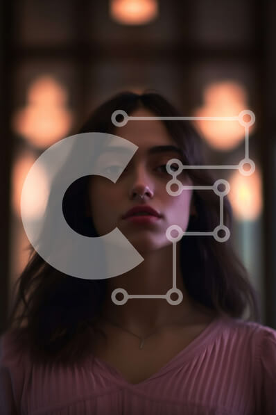 Intra Συλλεκτικό Ξύλινο Παζλ Plywood  4mm - Σοβαρή γυναίκα με μακριά σκούρα μαλλιά και καστανά μάτια σε ροζ τοπ Σε Ξύλινο Κουτί - Διαστάσεις Puzzle: 10x10 cm – 25 κομμάτια