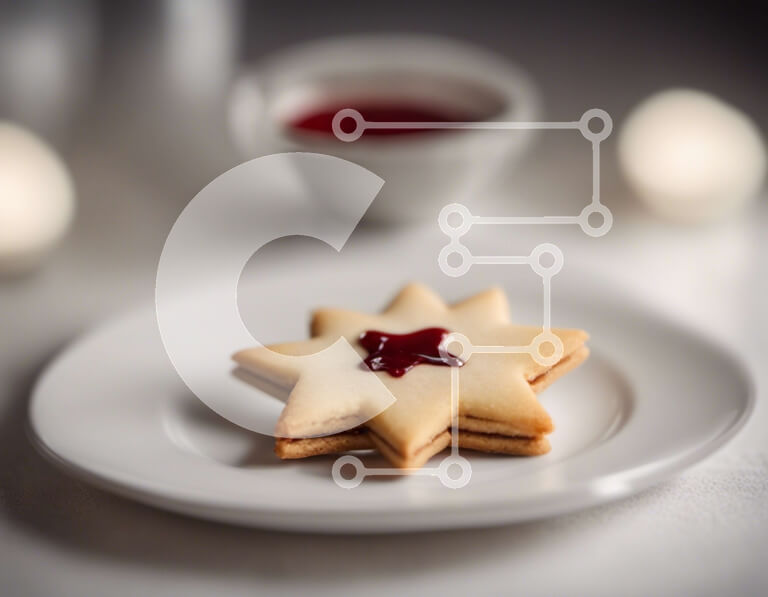 Σετ των 2 Intra Συλλεκτικό Ξύλινο Παζλ Plywood  4mm - Πιάτο μπισκότα με κόκκινη μαρμελάδα και κηροπήγια Σε Ξύλινο Κουτί - Διαστάσεις: 10x10 cm – 25 κομμάτια